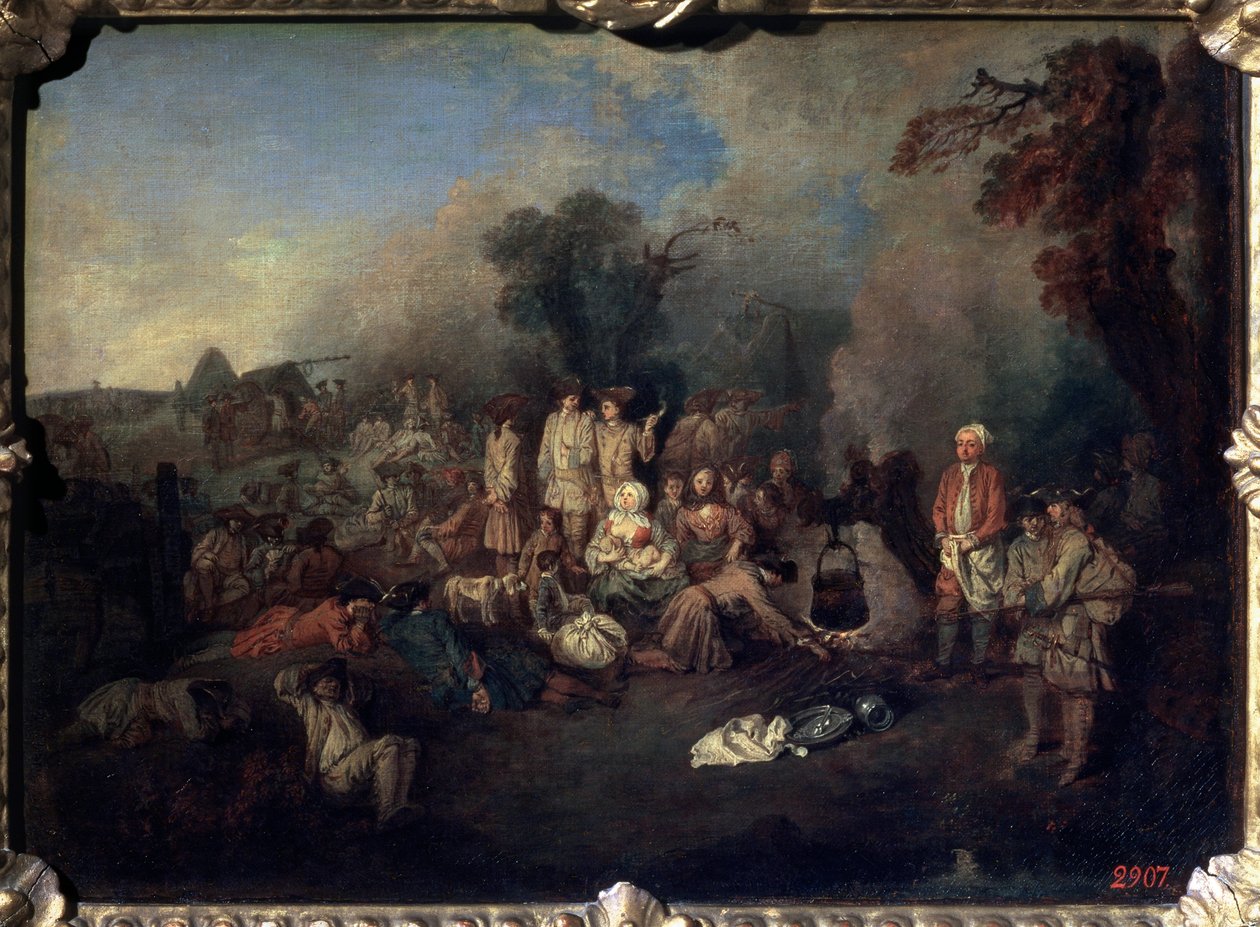 Bivuakk, c1710 av Jean Antoine Watteau