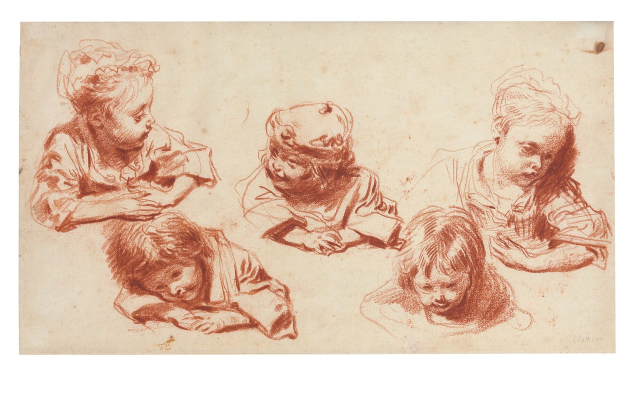 Fem studier av barn av Jean Antoine Watteau