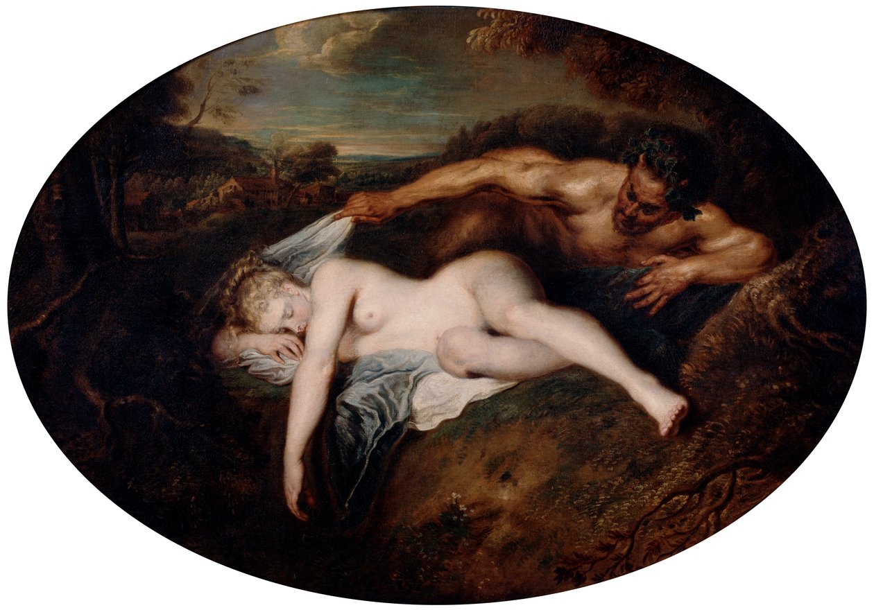 Nymfe og Satyr, c1715 av Jean Antoine Watteau