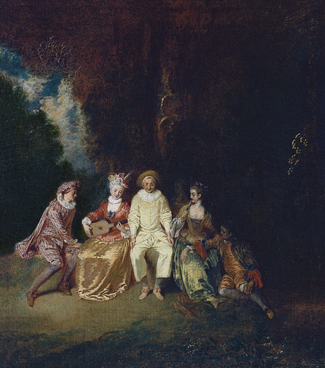 Pierrot Content, ca 1712 av Jean Antoine Watteau