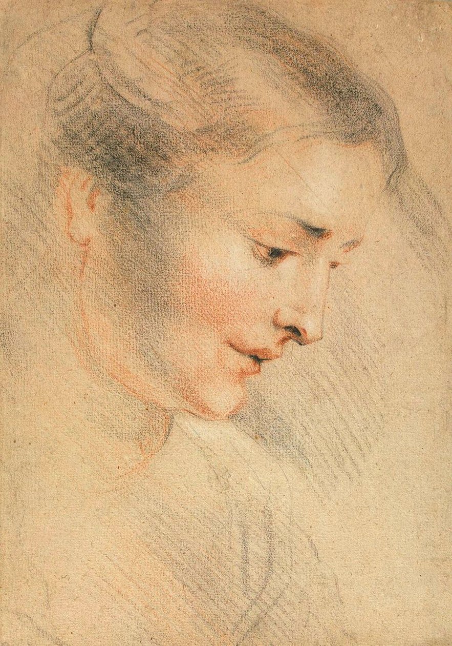 Studie av en kvinnes hode, 1710-tallet. av Jean Antoine Watteau
