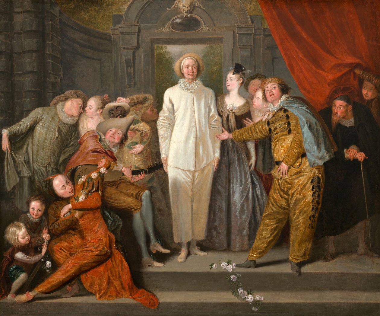 De italienske komikerne, sannsynligvis 1720. av Jean Antoine Watteau