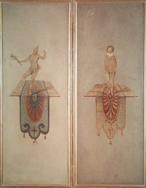 Pierrot (til høyre) og Fou (til venstre) av Jean Antoine Watteau