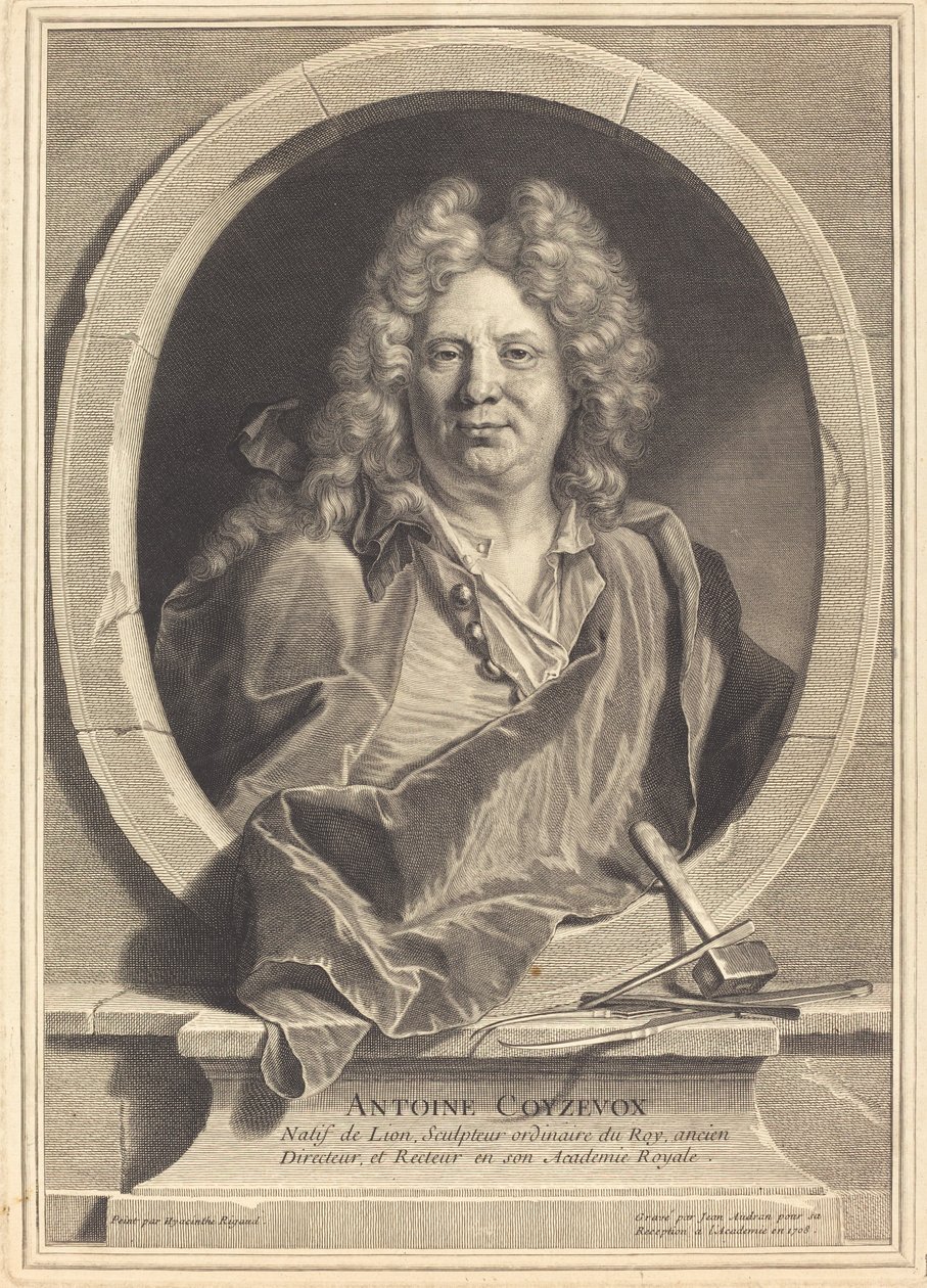 Antoine Coysevox av Jean Audran after Hyacinthe Rigaud