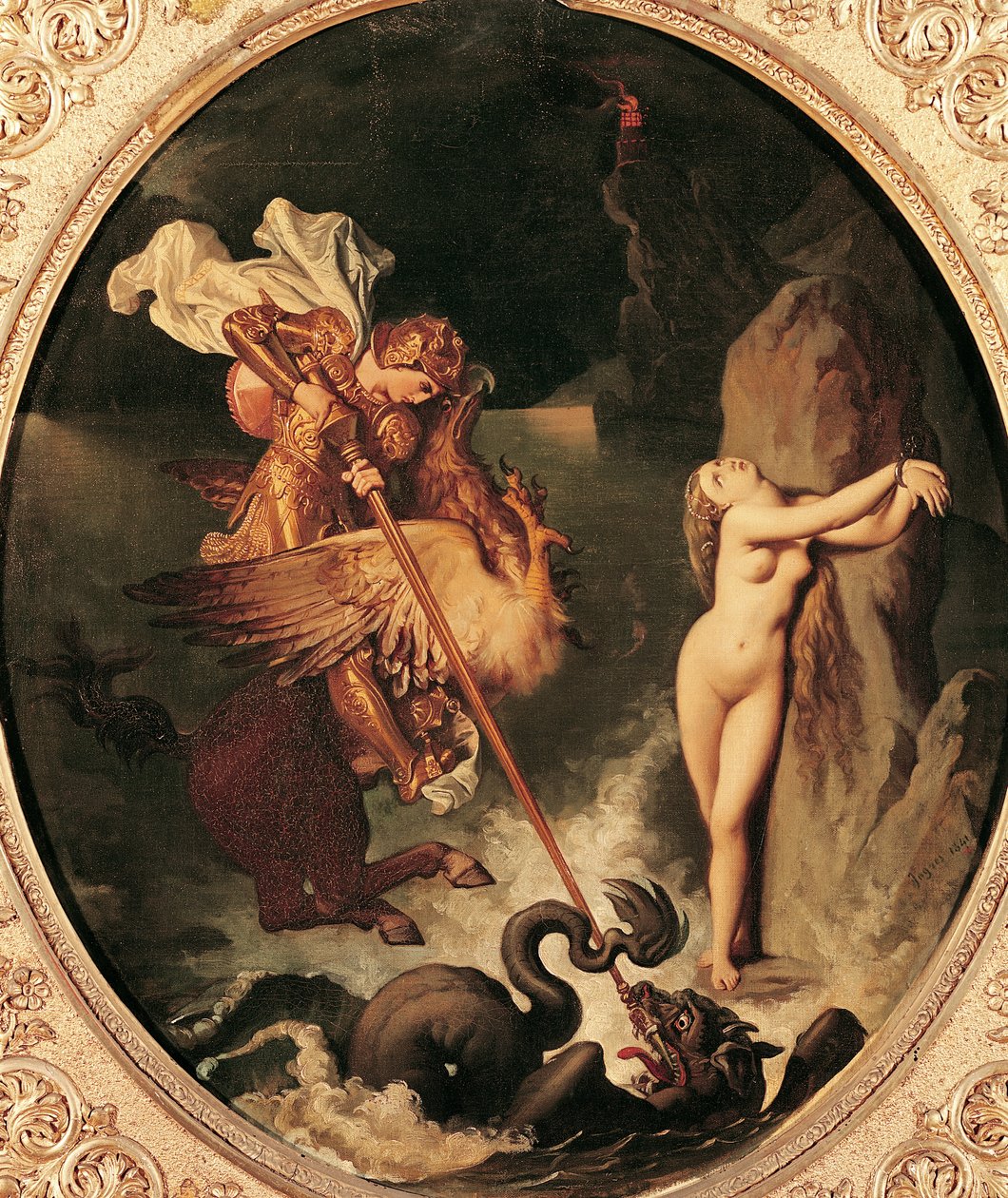 Ruggiero redder Angelica av Jean Auguste Dominique Ingres