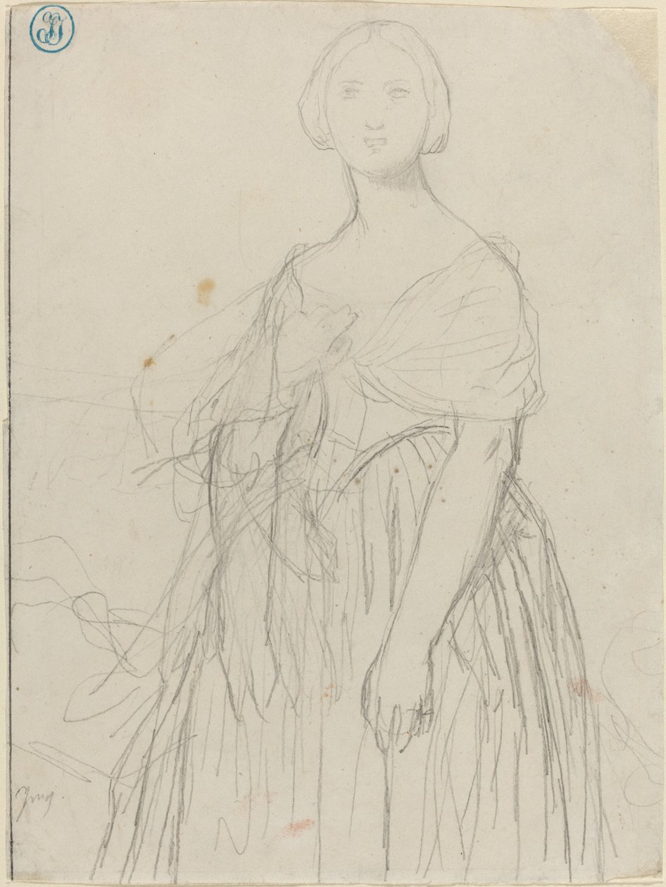 Skisse for Madame Moitessier av Jean Auguste Dominique Ingres