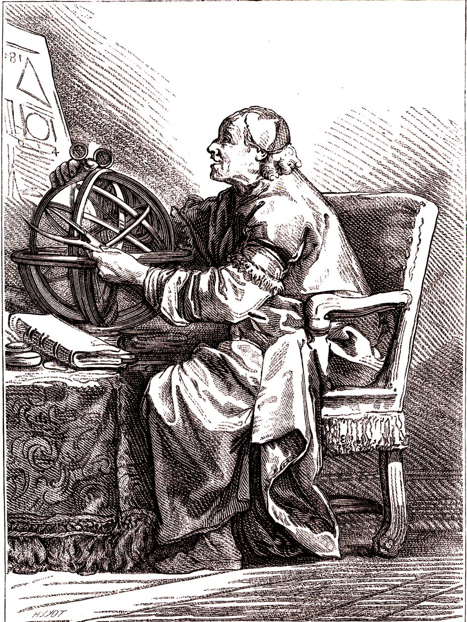 Astronomen.1878 (gravering) av Jean Baptiste (after) Le Prince