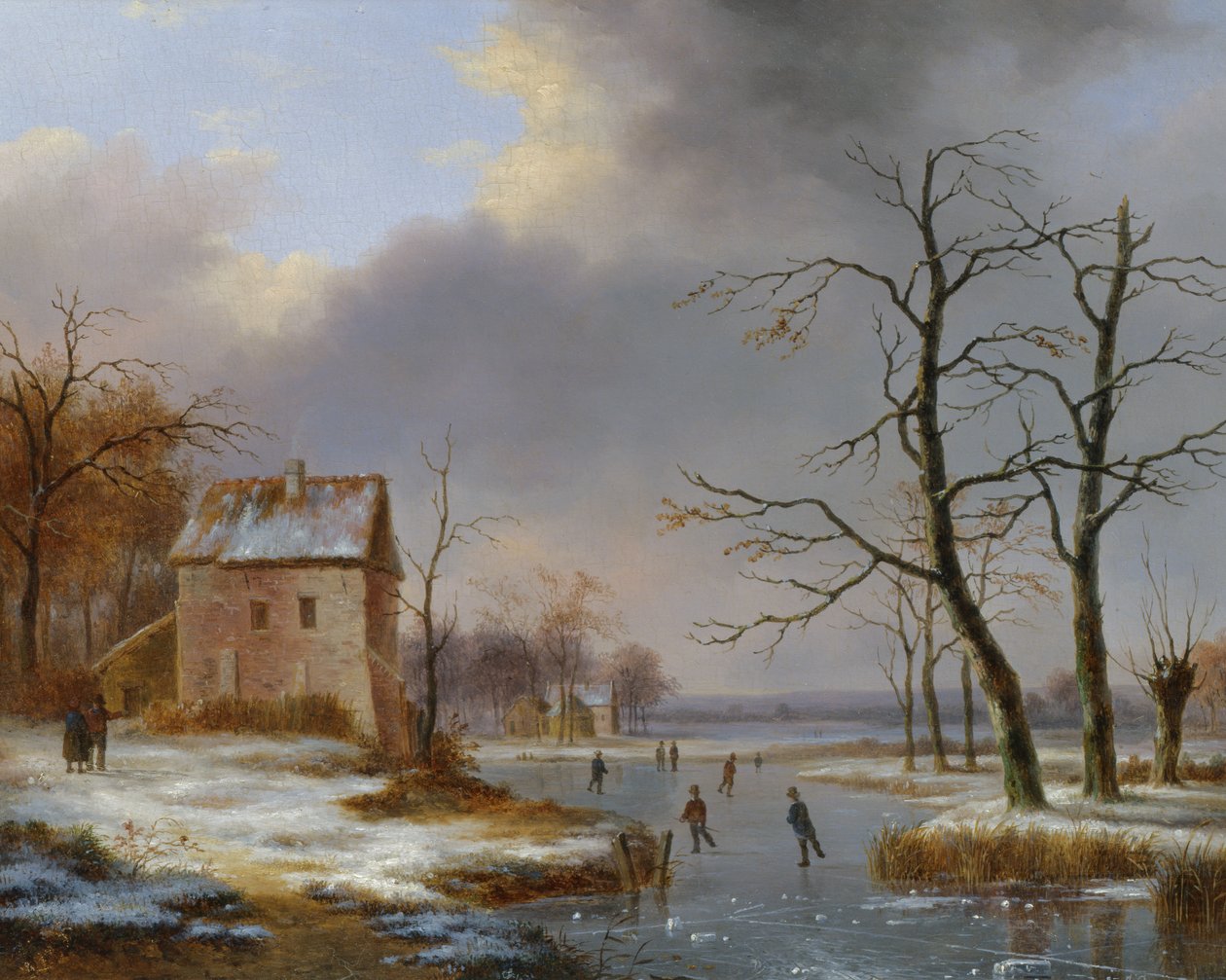 Skating på en frossen elv av Jean Baptiste Coene
