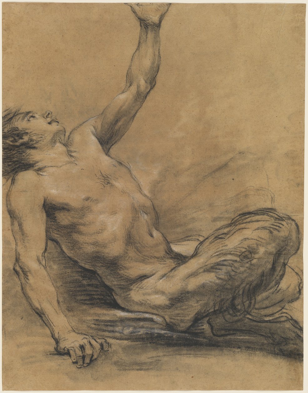 Sittende Satyr lener seg bakover [recto] av Jean Baptiste Deshays