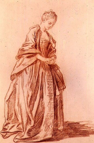Drapert kvinneskikkelse (tegning) av Jean Baptiste Greuze