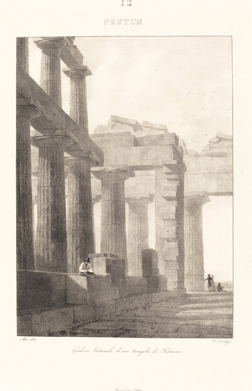 Sidegalleri av et tempel i Paestum av Jean Baptiste Isabey