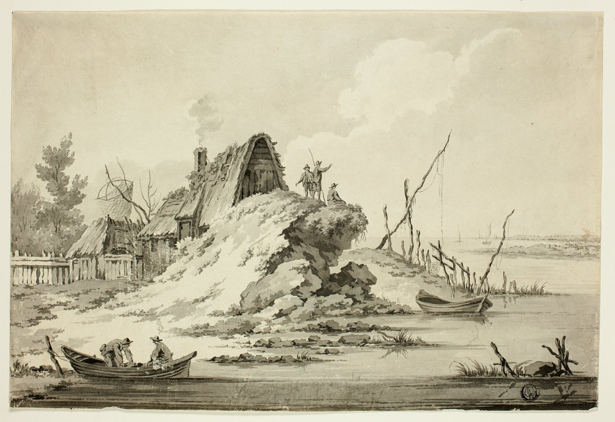 Rustikk kystscene av Jean Baptiste Le Prince