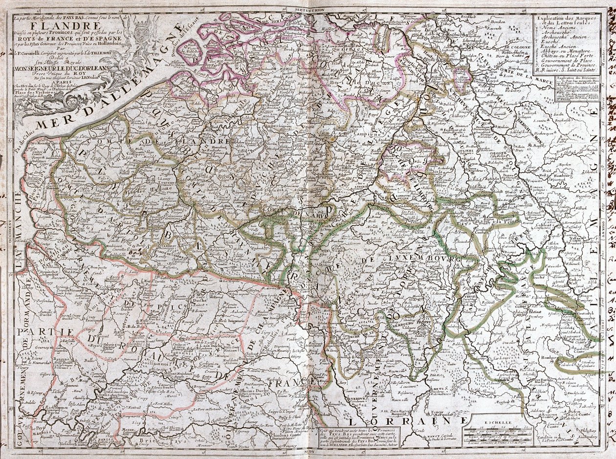 Kart over Belgia (gravering av Jean Baptiste Nolin