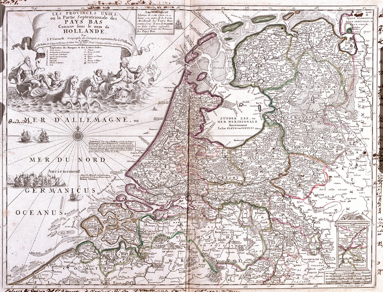 Kart over Nederland (gravering av Jean Baptiste Nolin