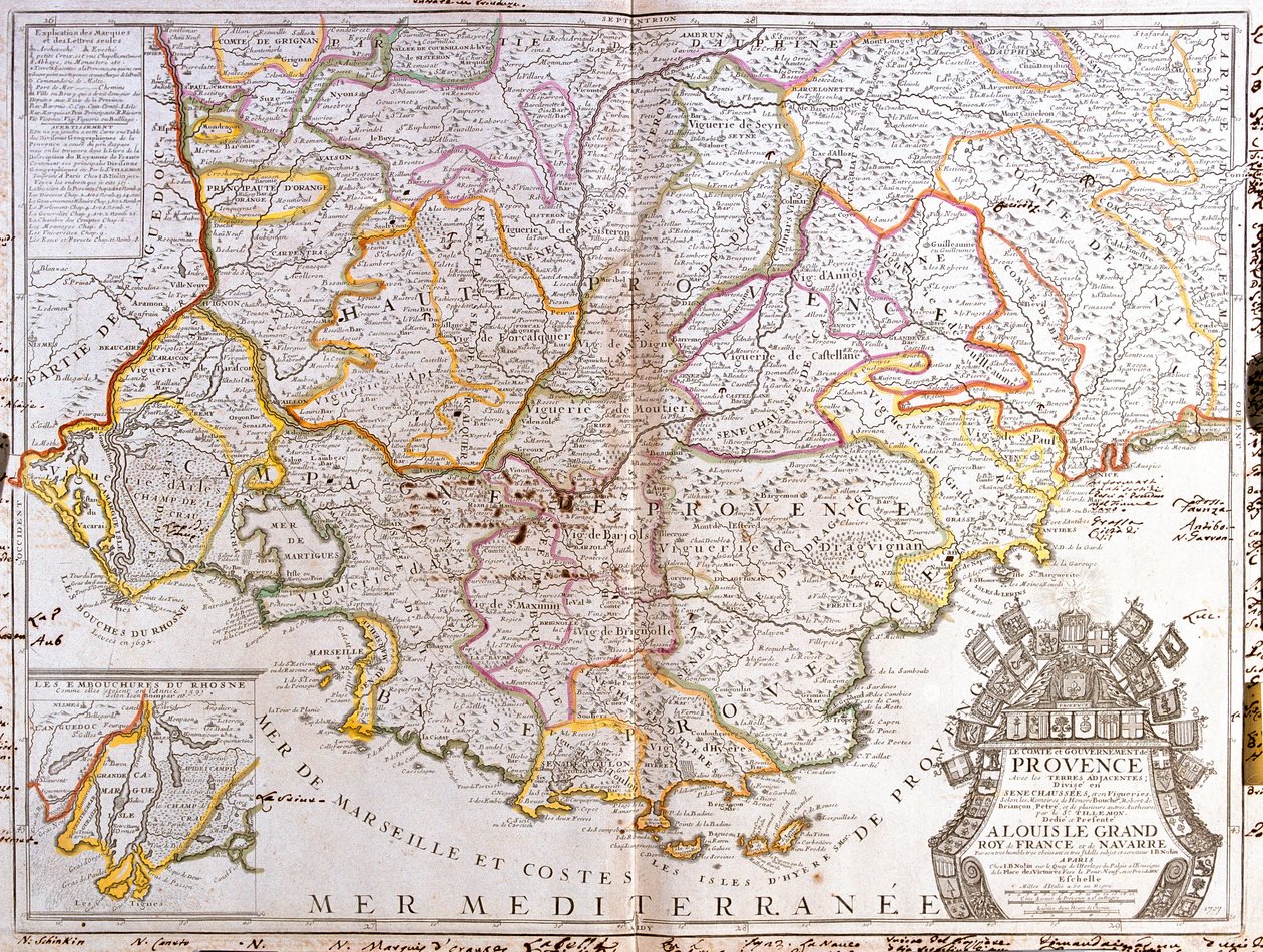 Kart over Provence (Frankrike) (Gravering av Jean Baptiste Nolin