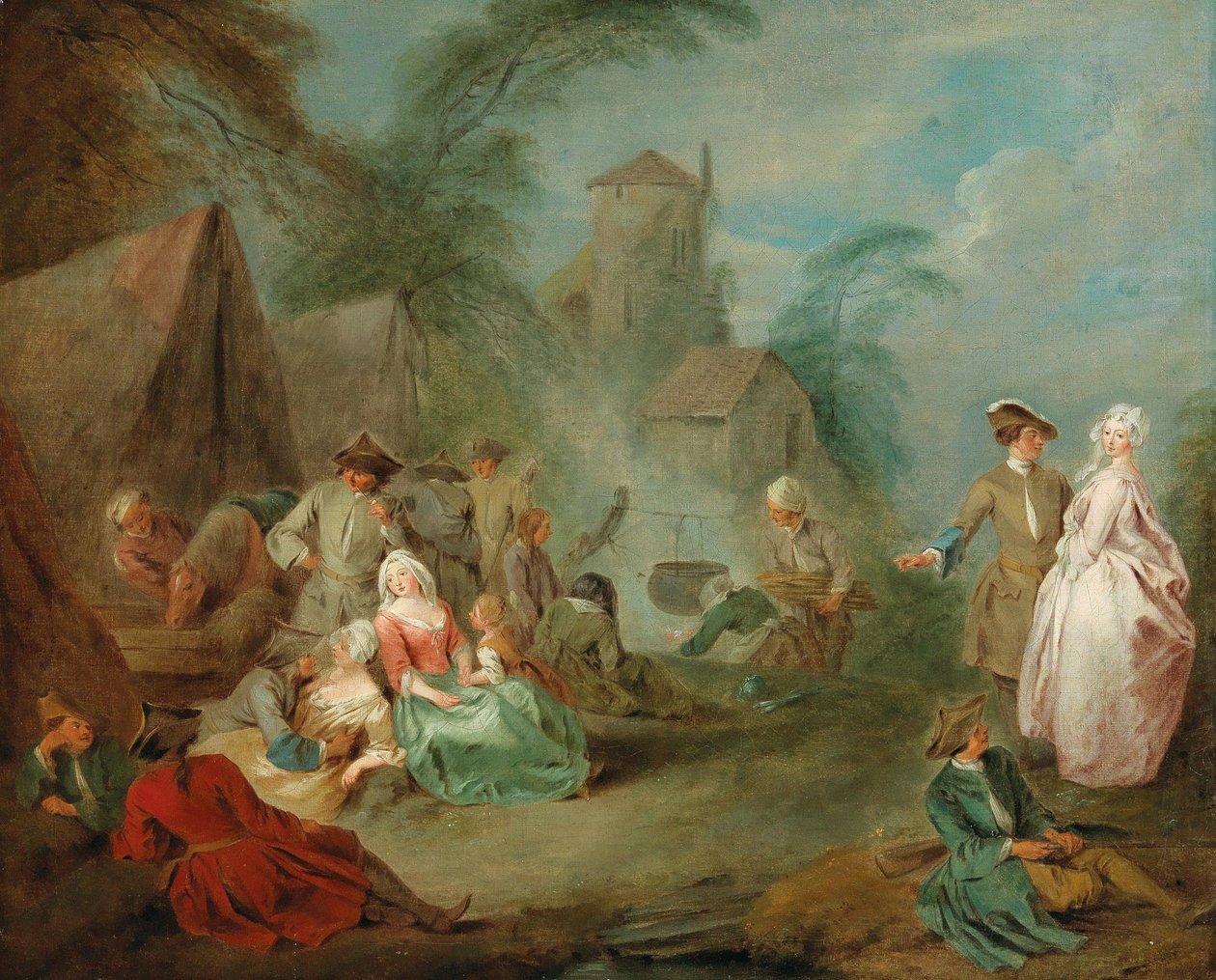En militærleir. av Jean Baptiste Pater