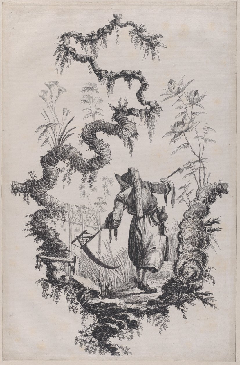 Chinoiserie Ornament Print, 1755. av Jean Baptiste Pillement