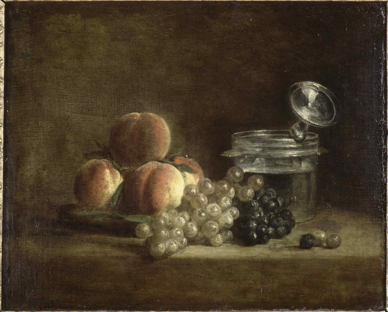 Fersken og druer. av Jean Baptiste Simeon Chardin