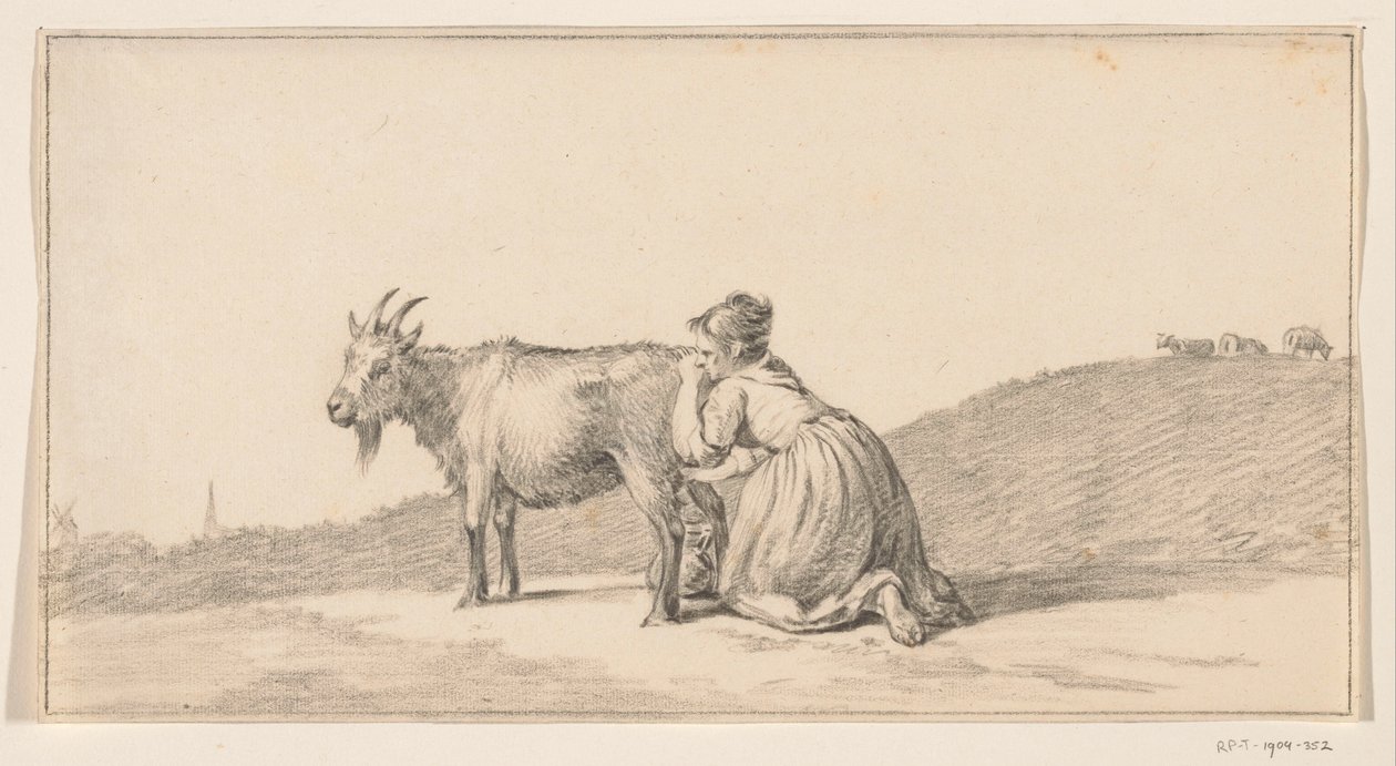Kvinne melker en geit av Jean Bernard