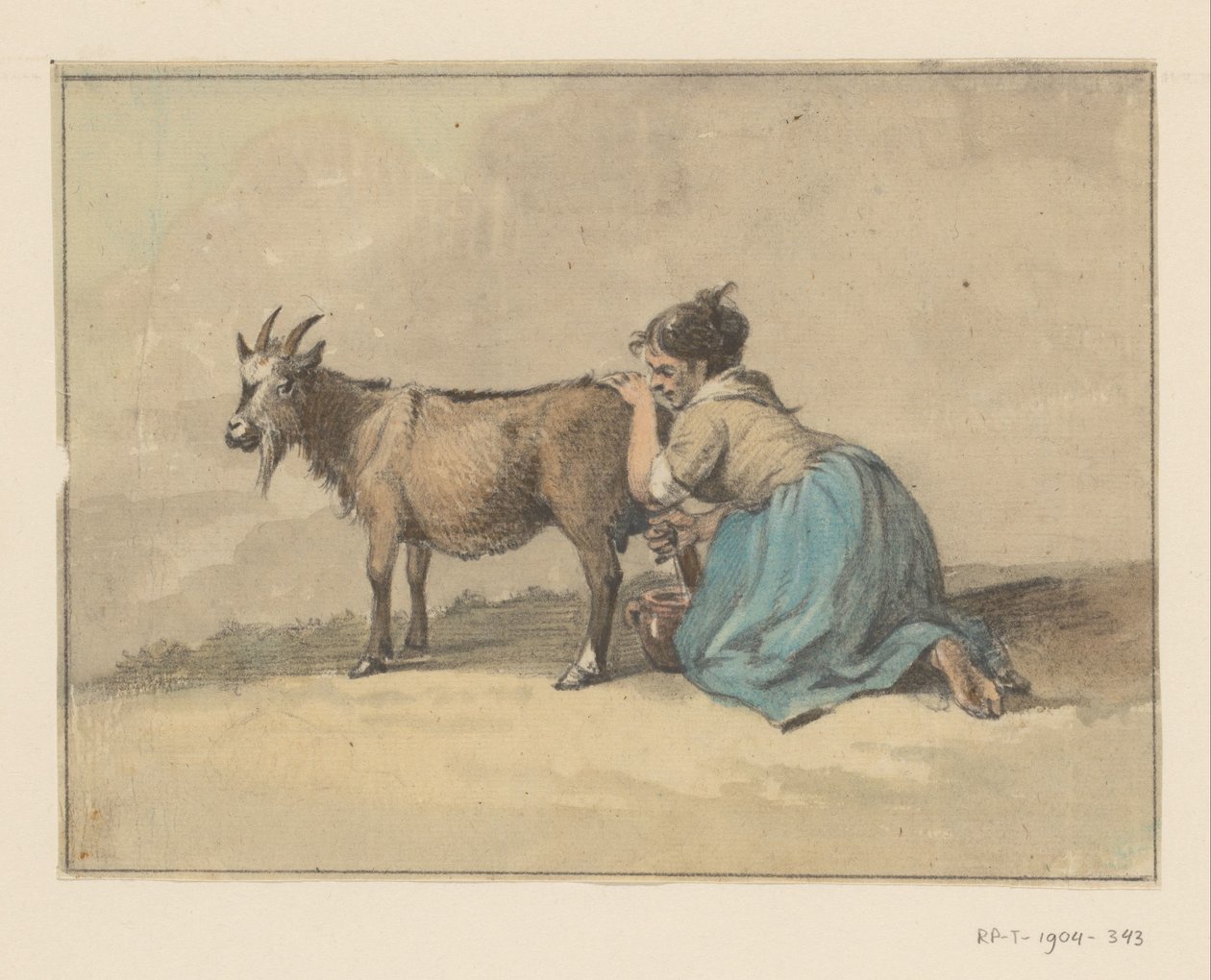 Kvinne melker en geit av Jean Bernard