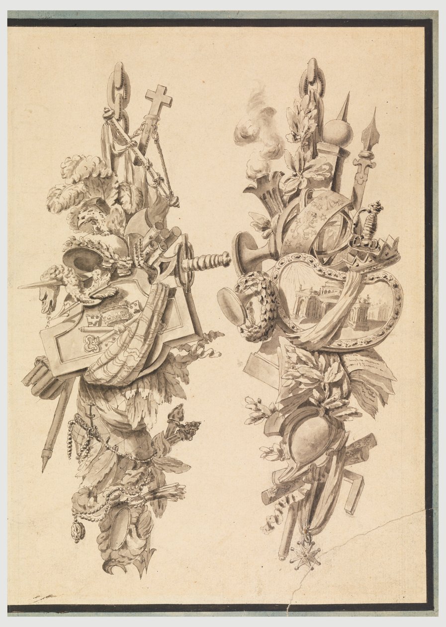 Design for to trofeer av Jean Charles Delafosse