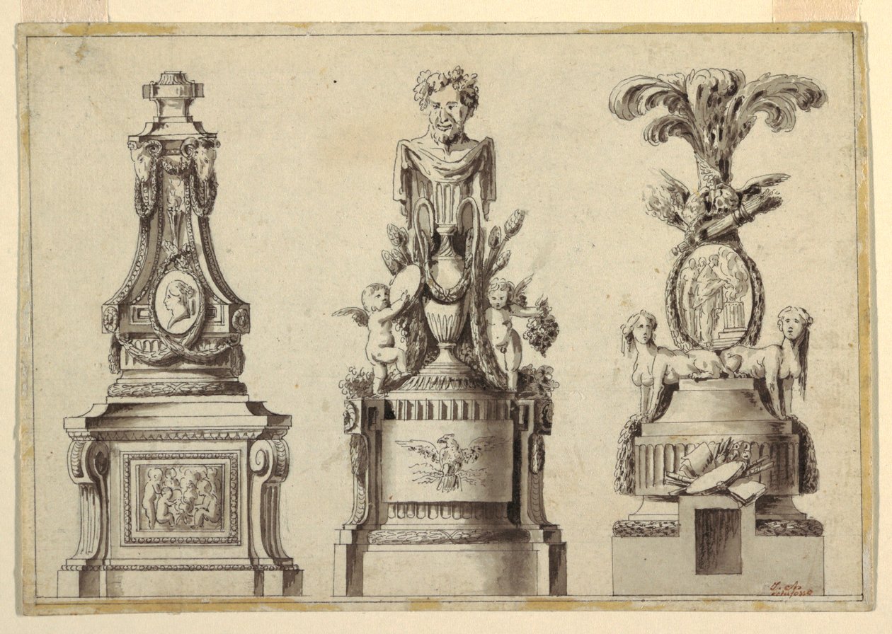 Design for tre sokkel av Jean Charles Delafosse