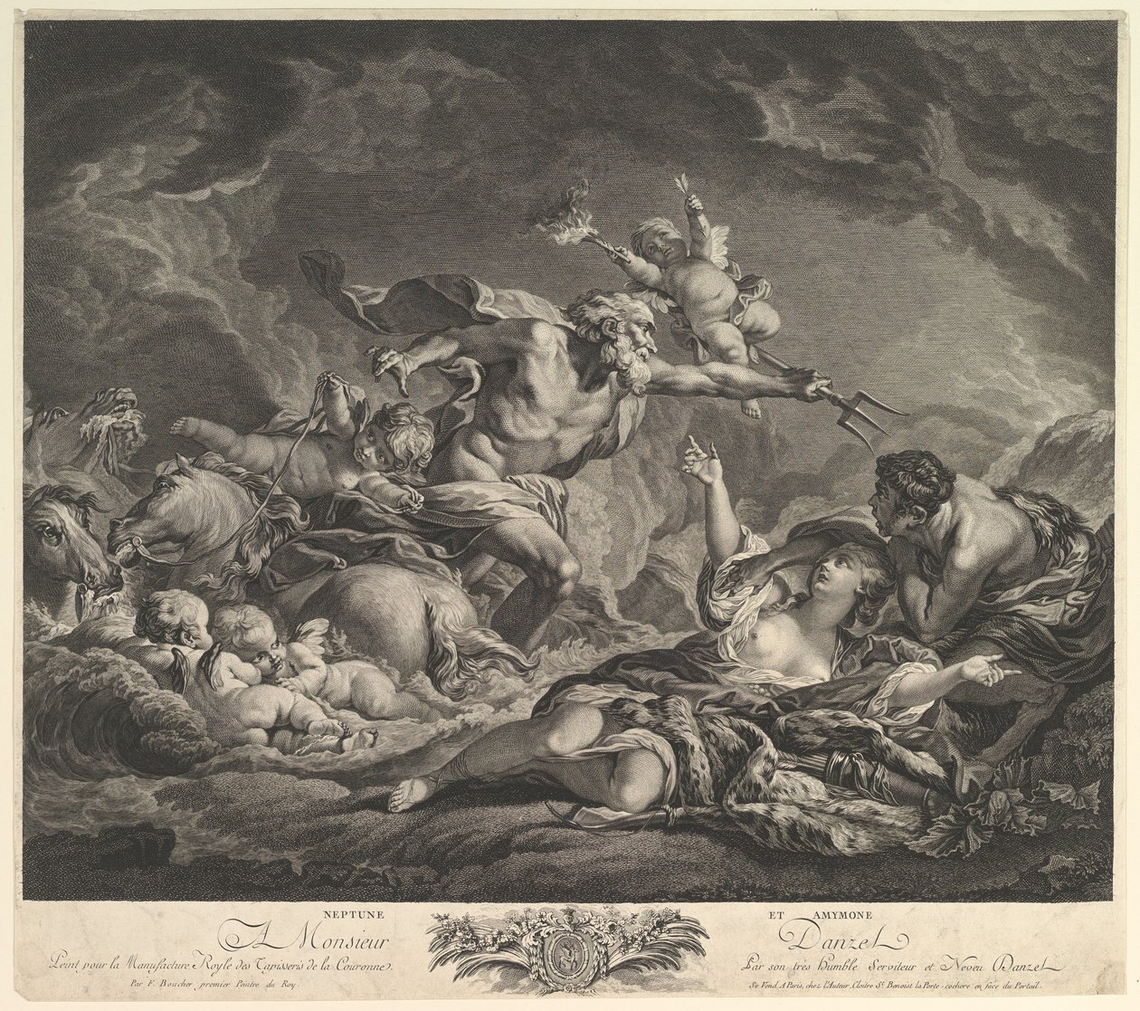 Neptun og Amymone, 1700-tallet. av Jean Claude Danzel