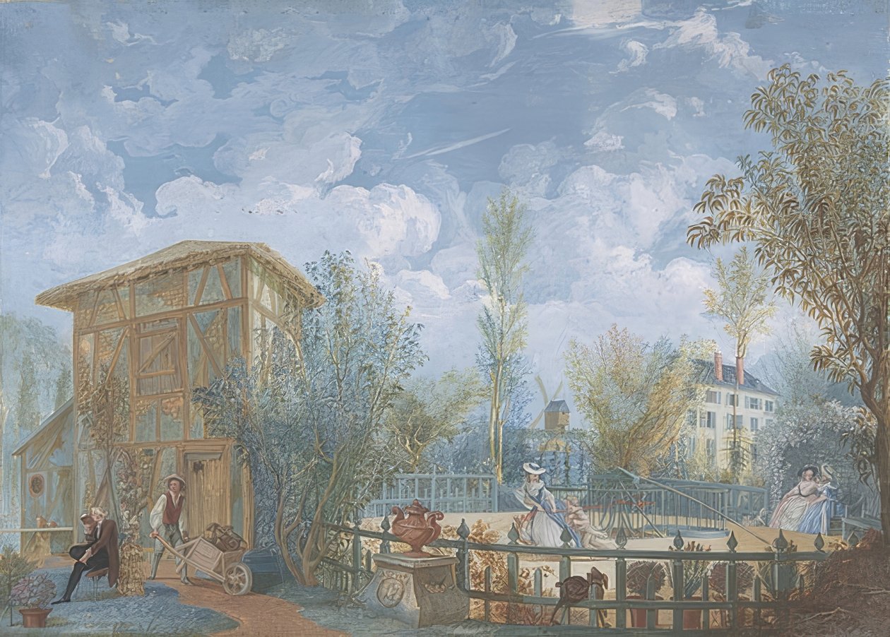 Folk i en hage. 1784 av Jean Démosthène Dugourc