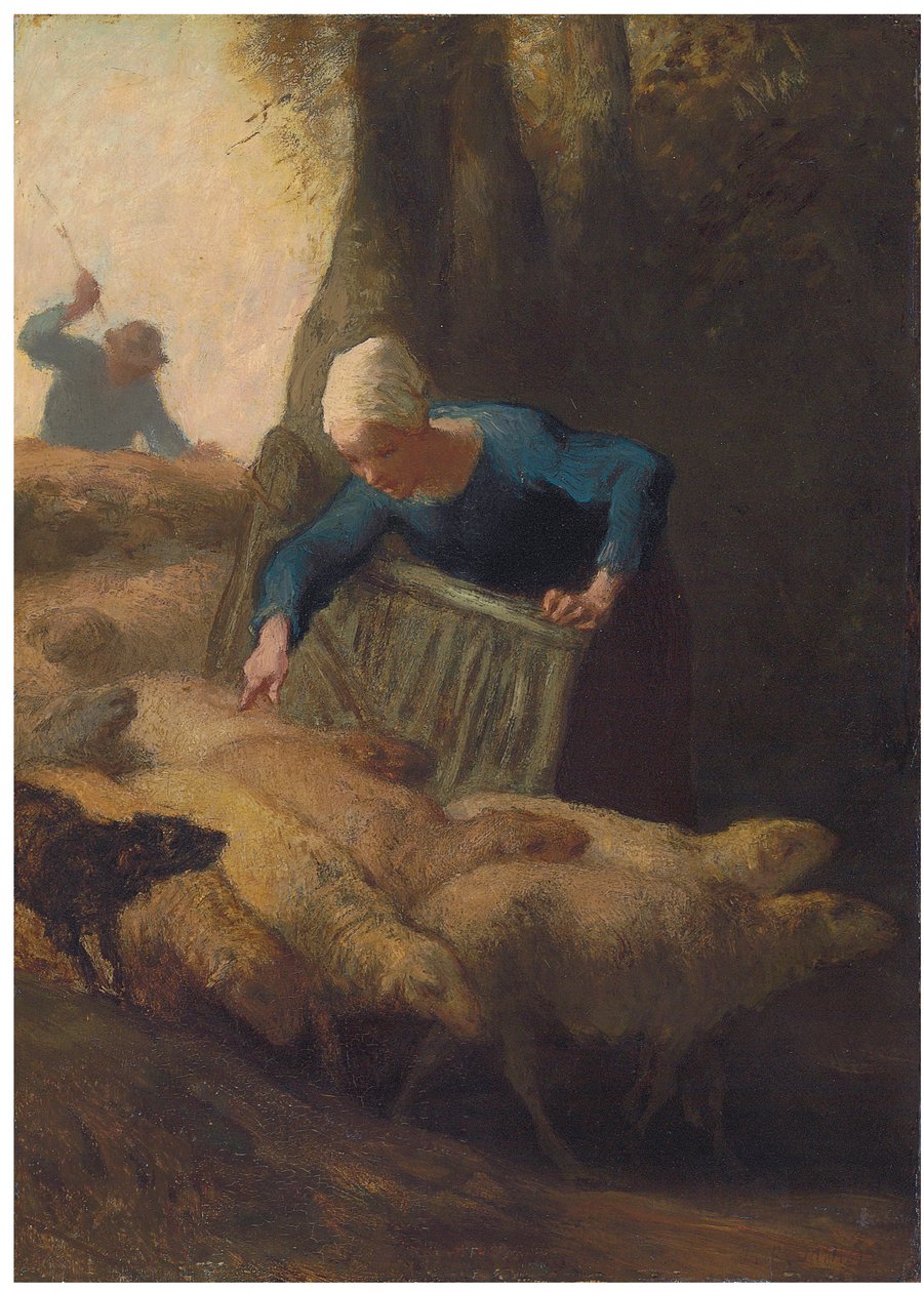Telling av flokken, 1847-49 av Jean Francois Millet