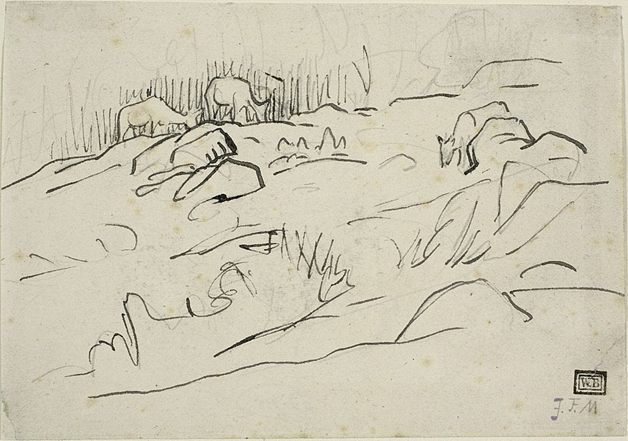 Landskap med storfe av Jean Francois Millet