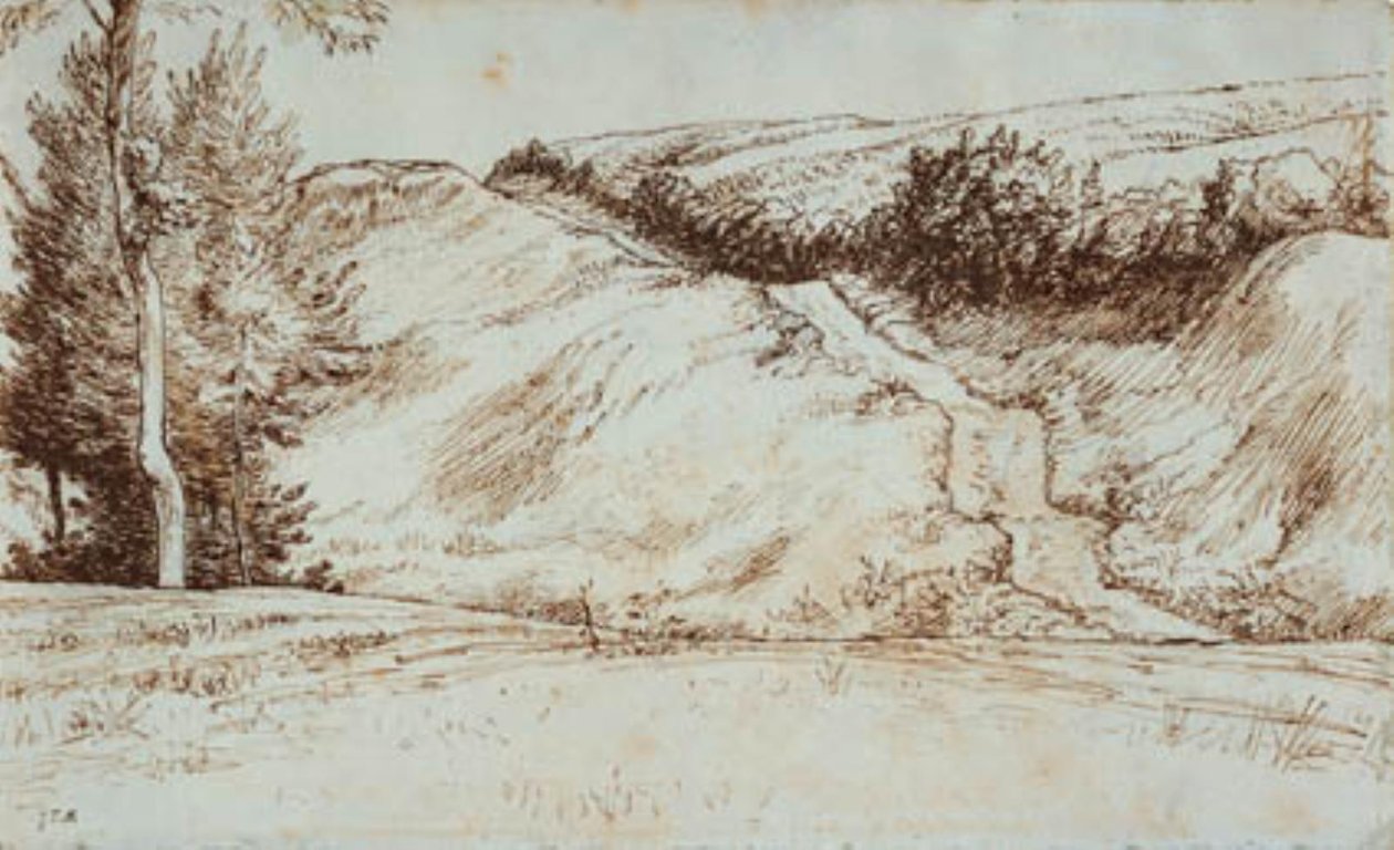 Åssidelandskap nær Vichy av Jean Francois Millet