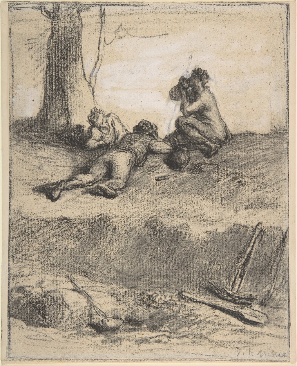 Veiarbeidere ved lunsj, ca. 1850-52. av Jean Francois Millet