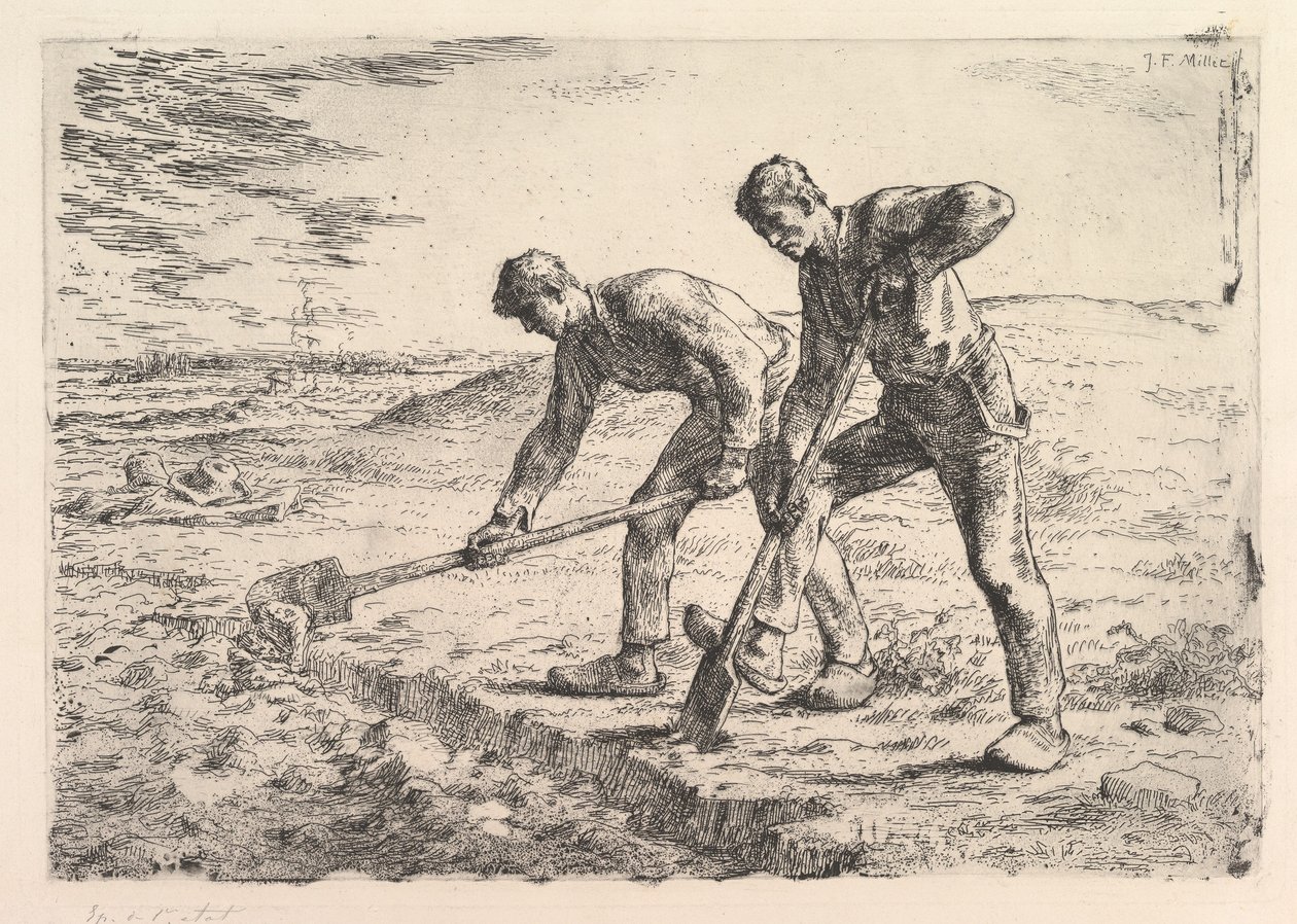 Diggers, 1830-75. av Jean Francois Millet