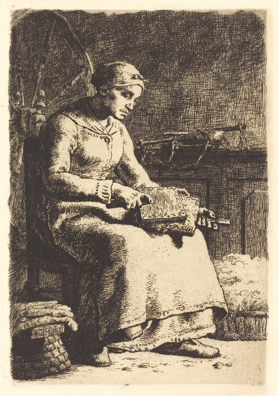 The Wool Carder (La cardeuse) av Jean Francois Millet