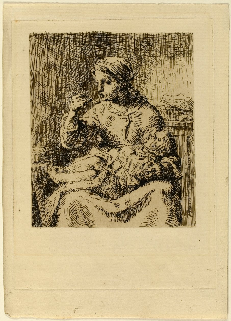Kvinne som mater barnet sitt av Jean Francois Millet