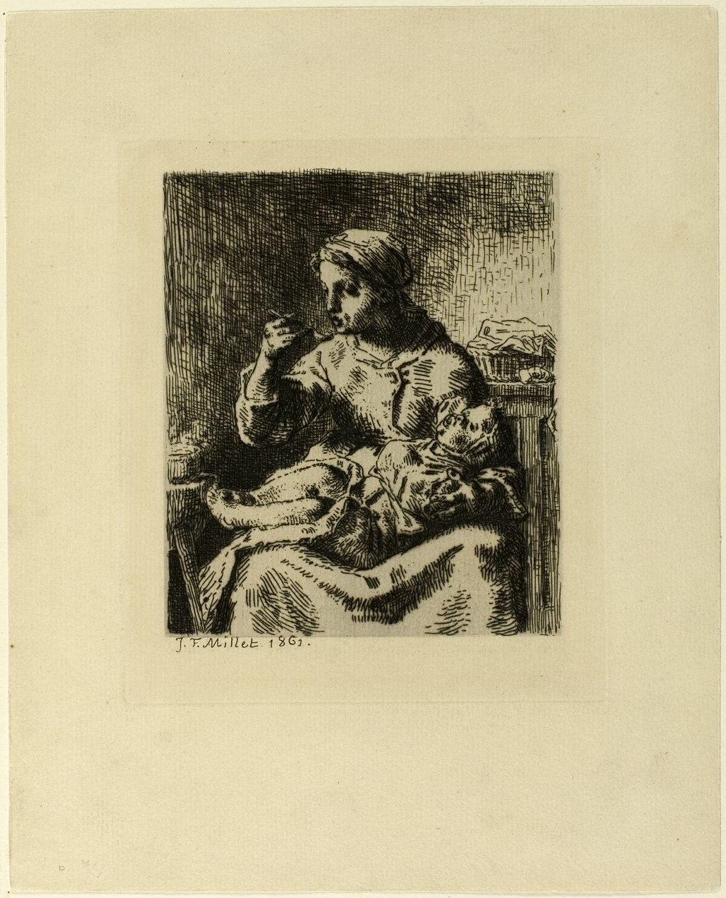 Kvinne som mater barnet sitt av Jean Francois Millet