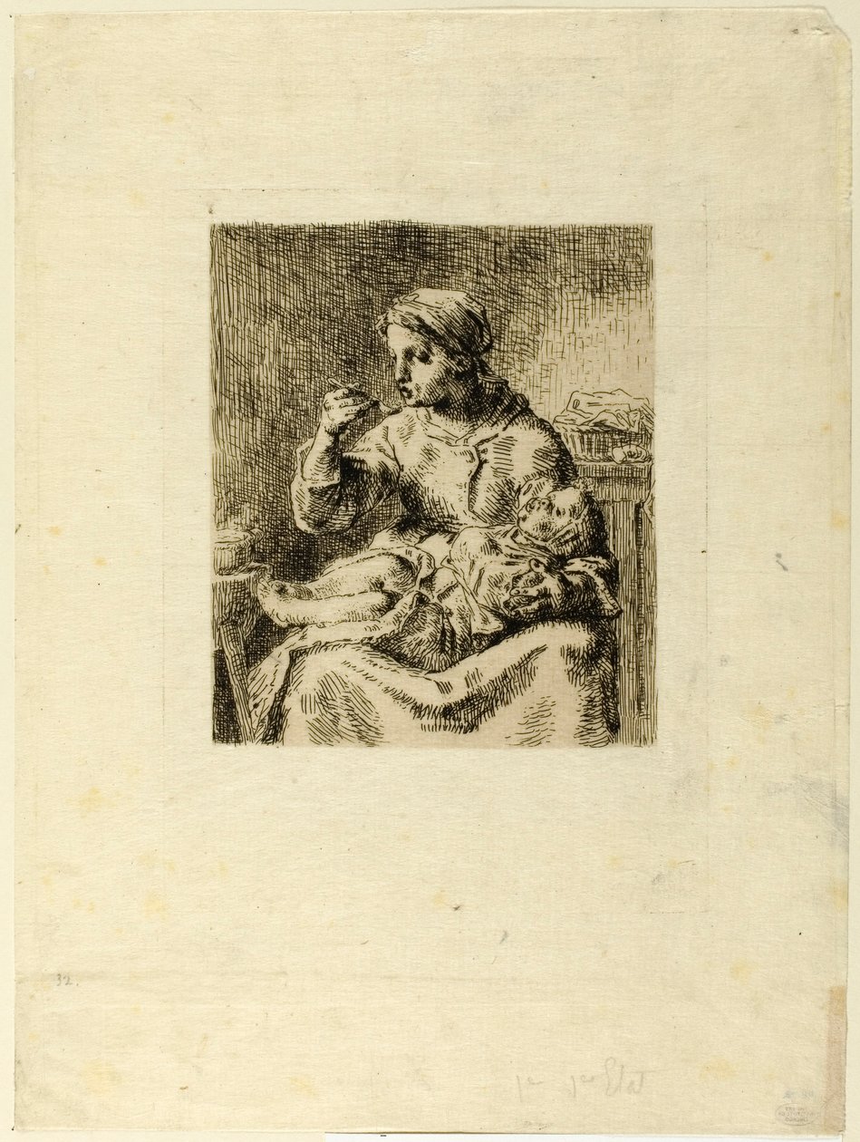 Kvinne som mater barnet sitt av Jean Francois Millet