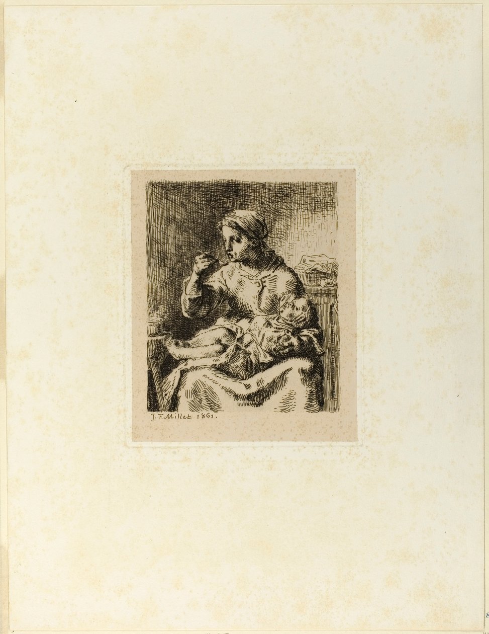 Kvinne som mater barnet sitt av Jean Francois Millet