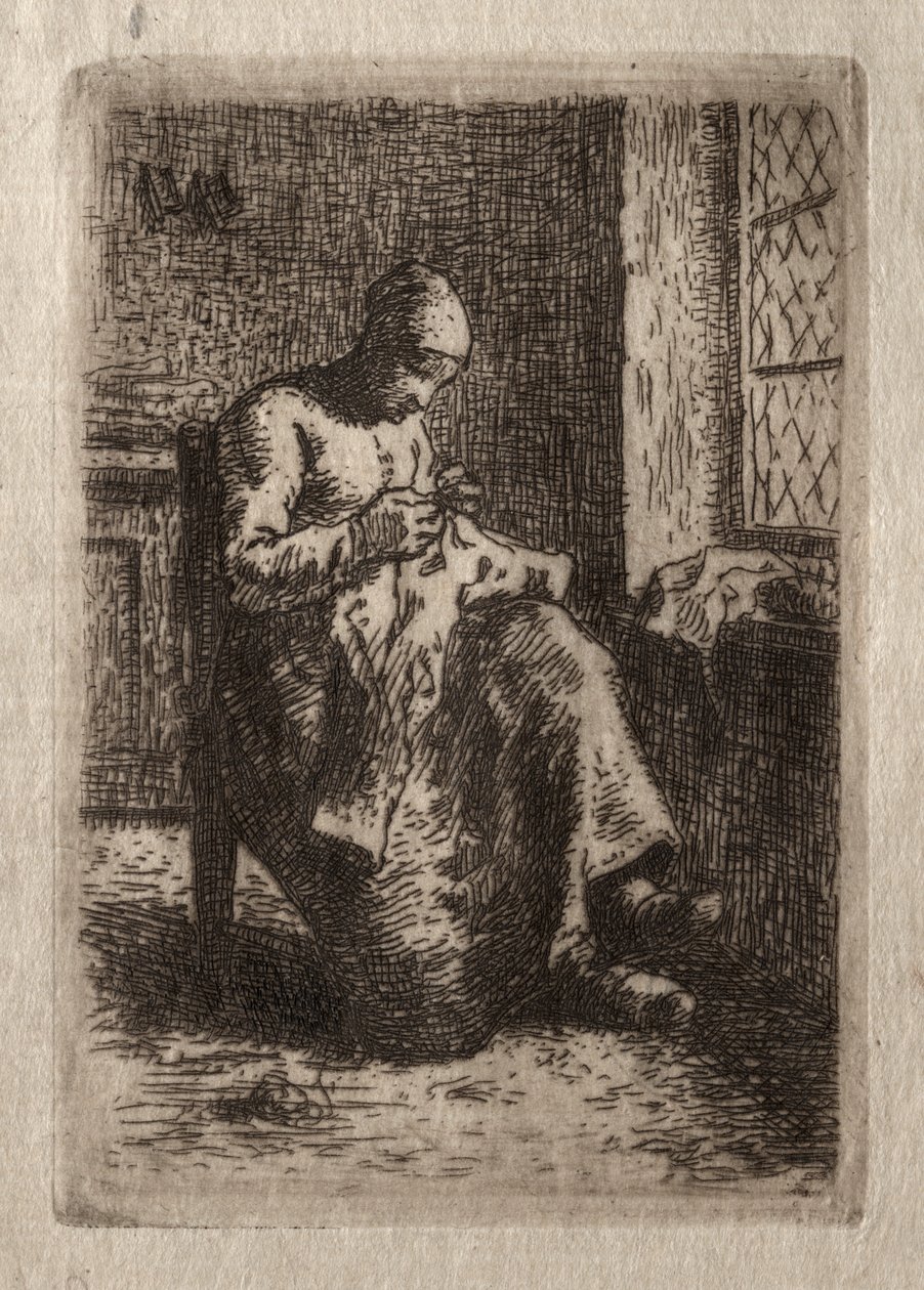 Kvinne sying av Jean Francois Millet