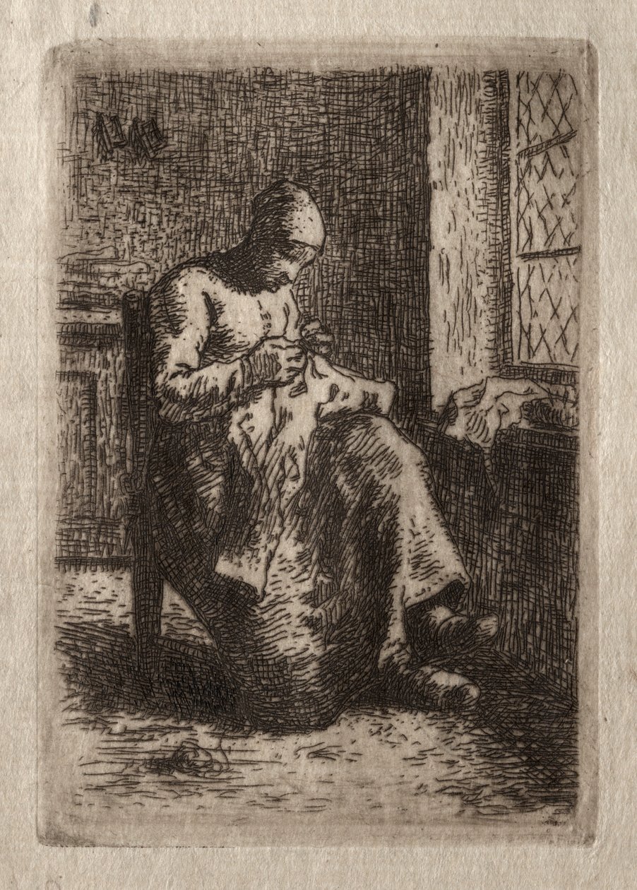 Kvinne sying. av Jean Francois Millet