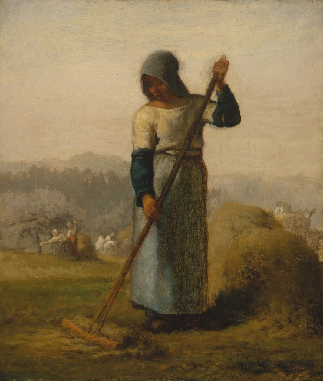 Kvinne med rake, trolig 1856-57. av Jean Francois Millet