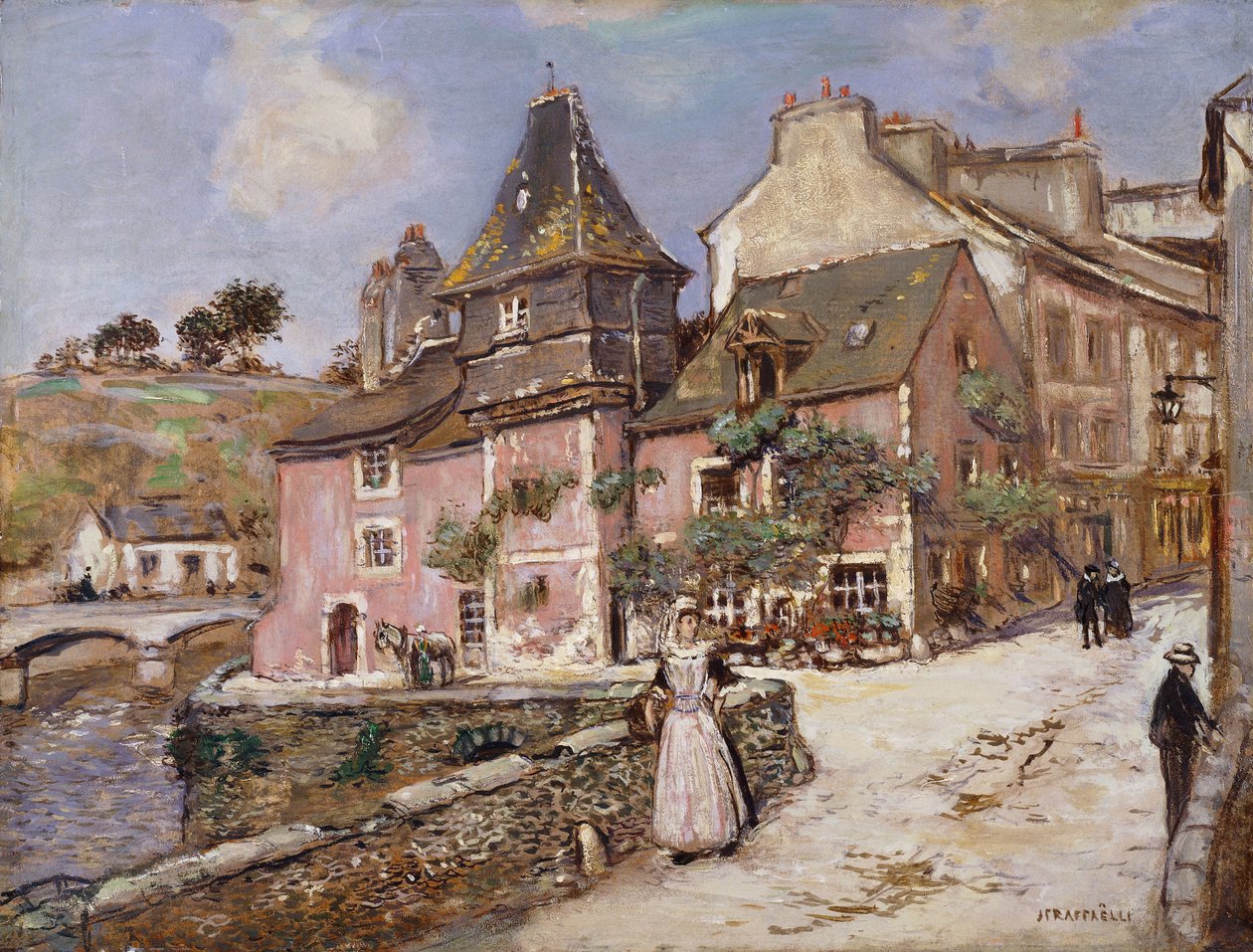 Breton Town Scene, av Jean Francois Raffaelli