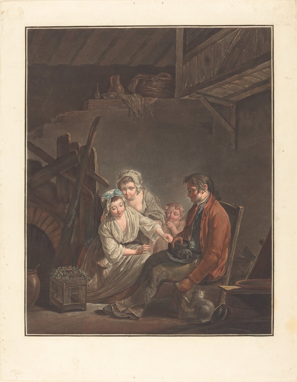 Den private fuglen av Jean François Janinet after Jean Jacques Lagrenée II