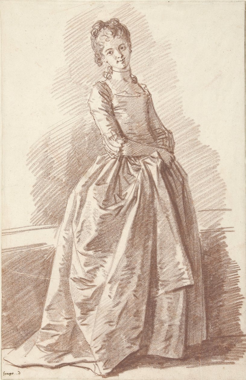 Ung kvinne står, vendt av Jean Honore Fragonard