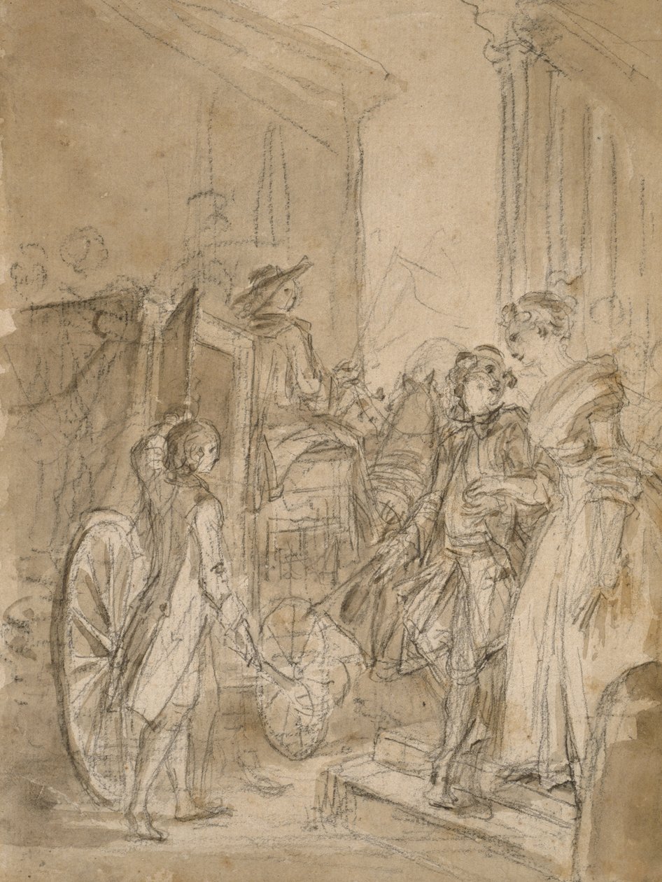 The Departure by Coach, ca. 1780-89 av Jean Honore Fragonard