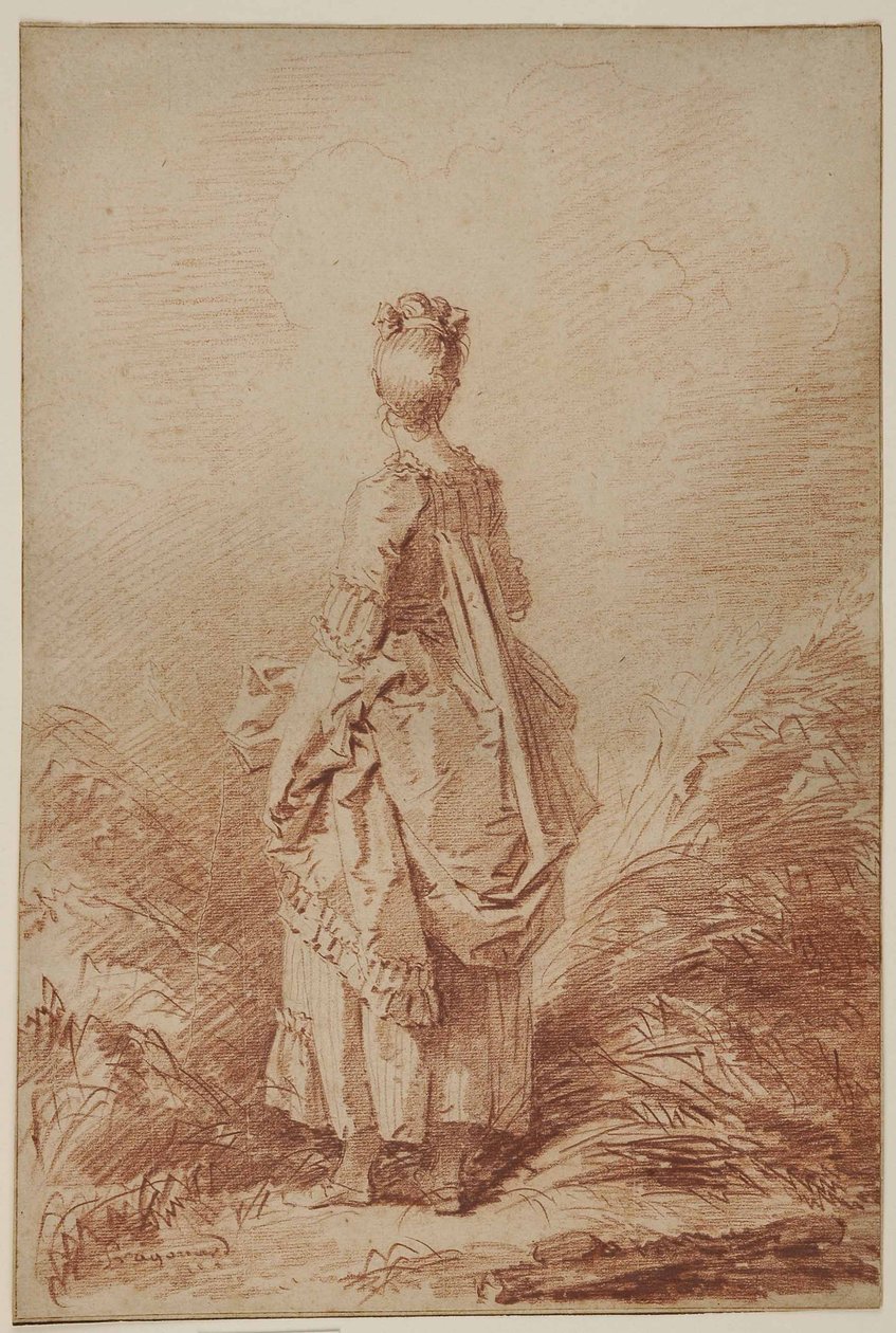 Ung kvinne ser tilbake av Jean Honore Fragonard