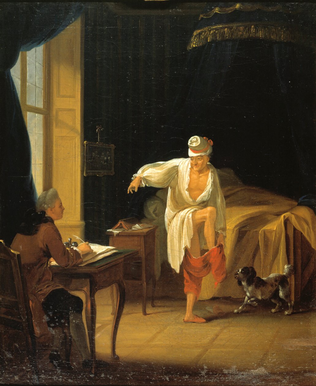Voltaire reiser seg i Ferney, ca 1772. av Jean Huber