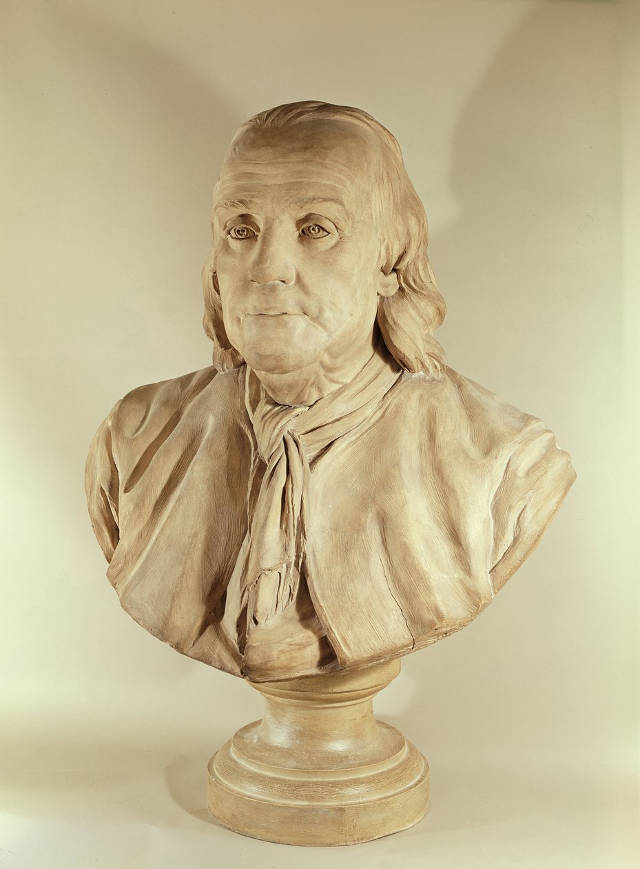 Byste av Benjamin Franklin (terrakotta) av Jean Jacques Caffieri