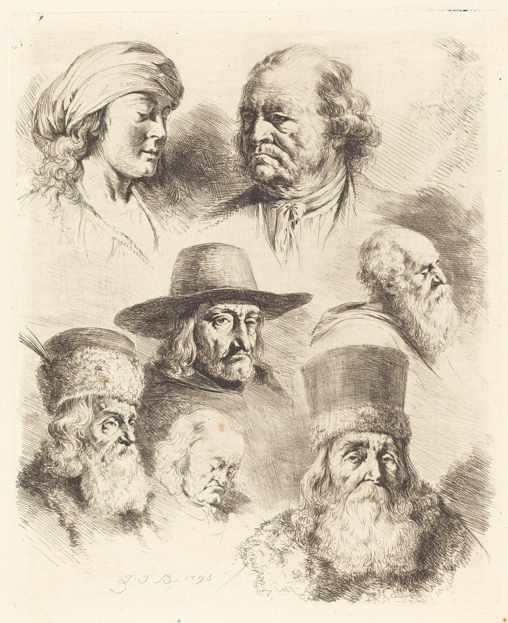 Syv studier av hoder av Jean Jacques de Boissieu