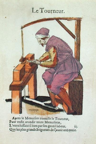 The Wood Turner (fargegravering) av Jean Leclerc